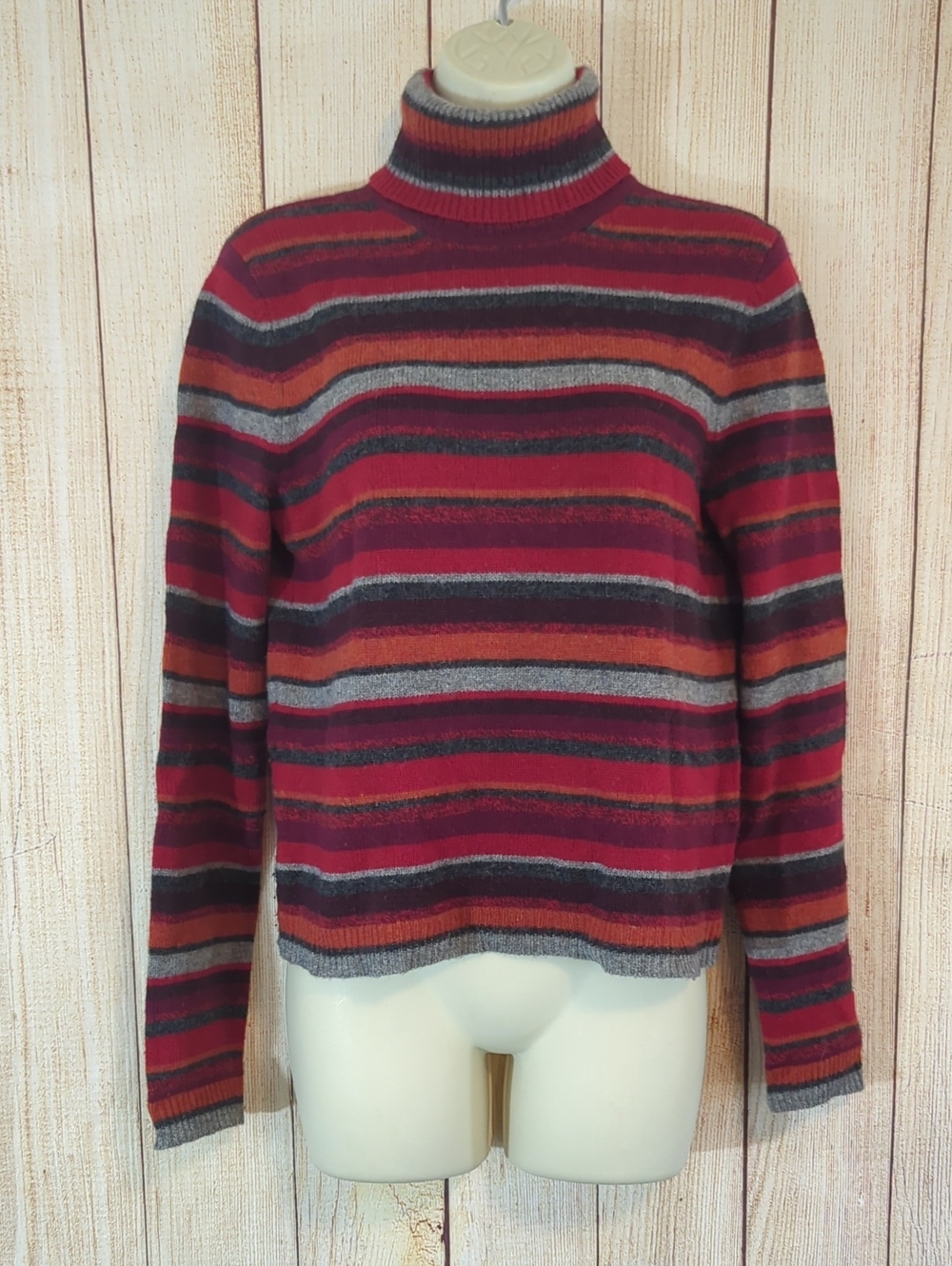 Vintage Ralph Lauren Multicolored Stripedโ Turtleneck Sweater 100% Lamb's Wool